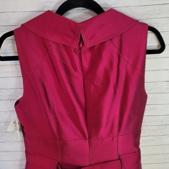 KAY UNGER FUSCHIA PINK COCKTAIL DRESS, W BELT, SZ 8 - Picture 7 of 15